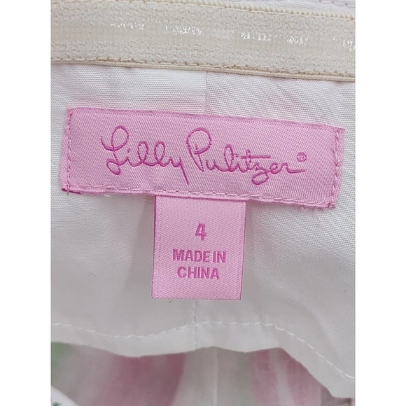 Lilly Pultizer Strapless Mini Dress Pink Green Striped Ruffle Empire Waist - Picture 8 of 13